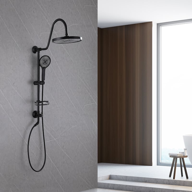 Matte Black Showerhead Rain Shower System with Valve