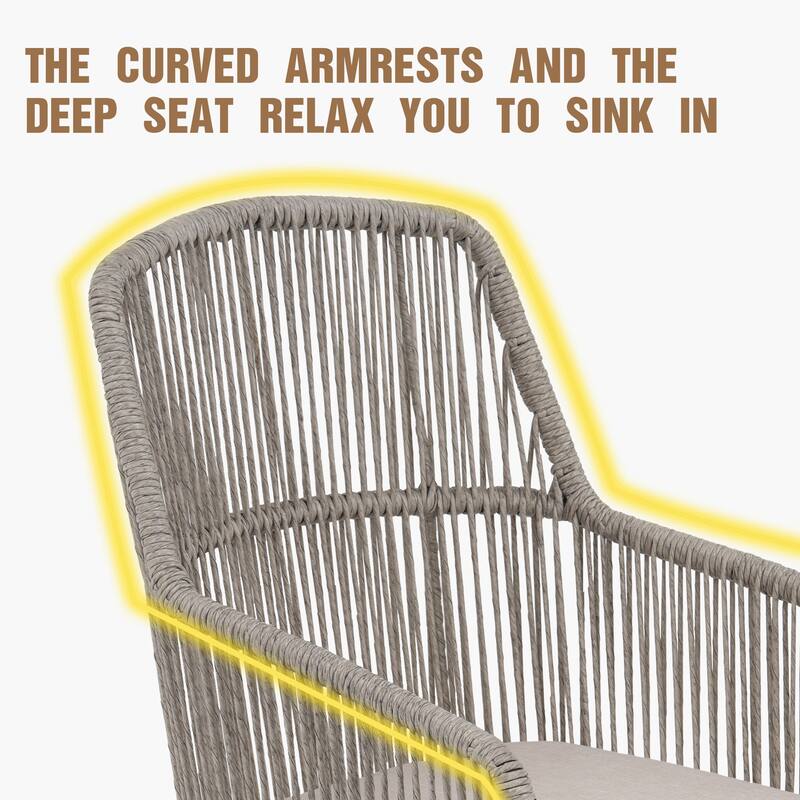 Outdoor 2-Piece Arm Barstool Chairs with Cushions