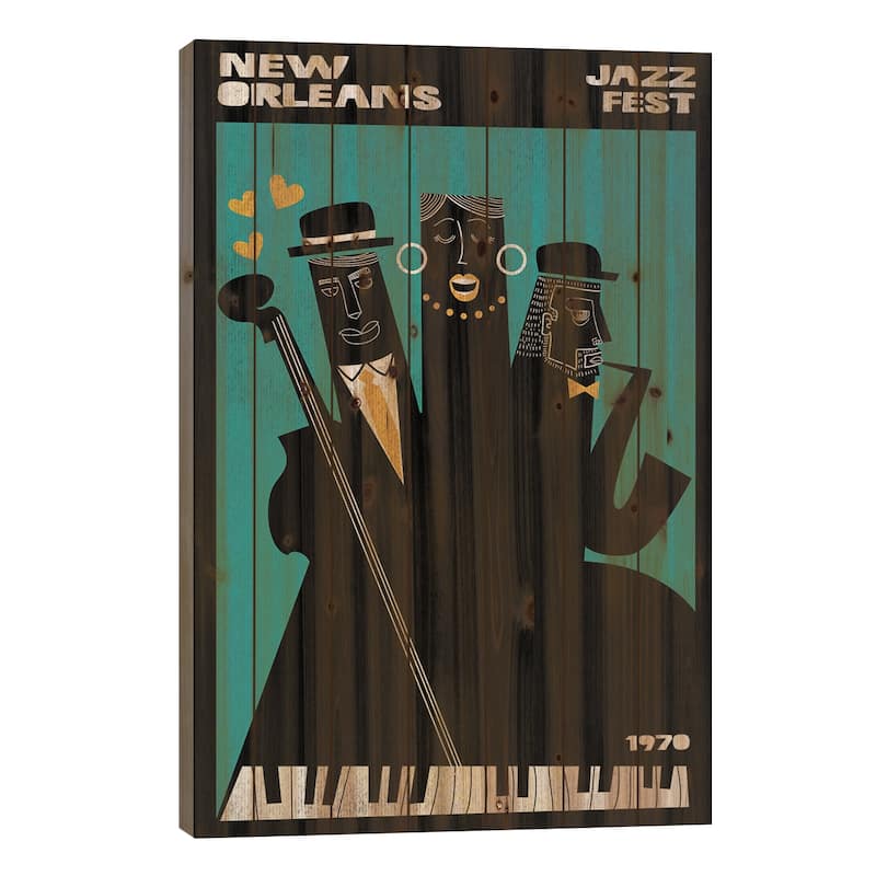 New Orleans Jazz Fest Print On Wood by Jay Stanley - Multi-Color - 40x26x1.5