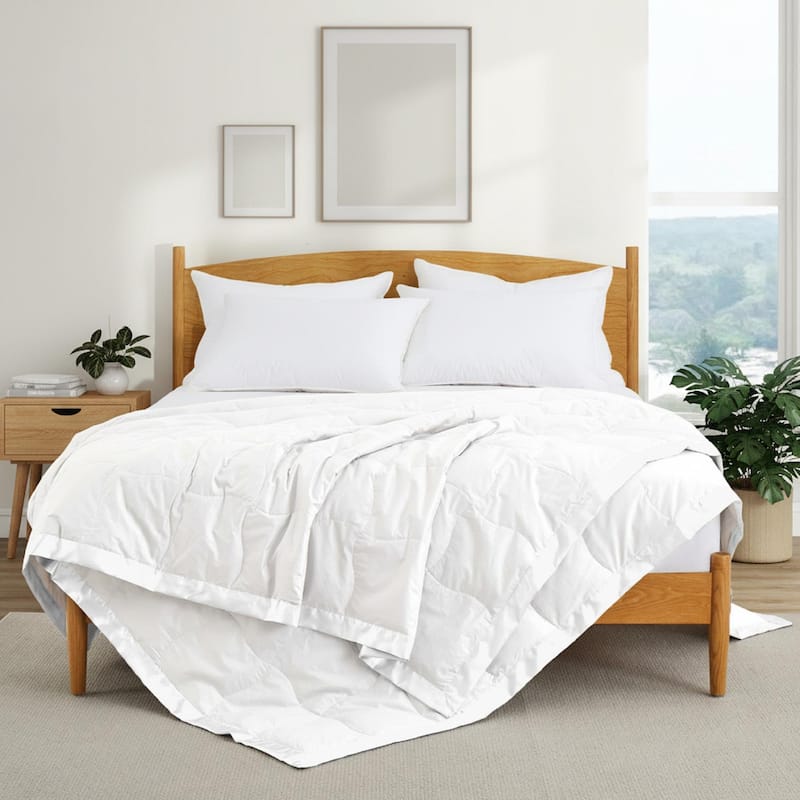 Soft Down Feather Oversized Blanket with Satin Trim for Bed
