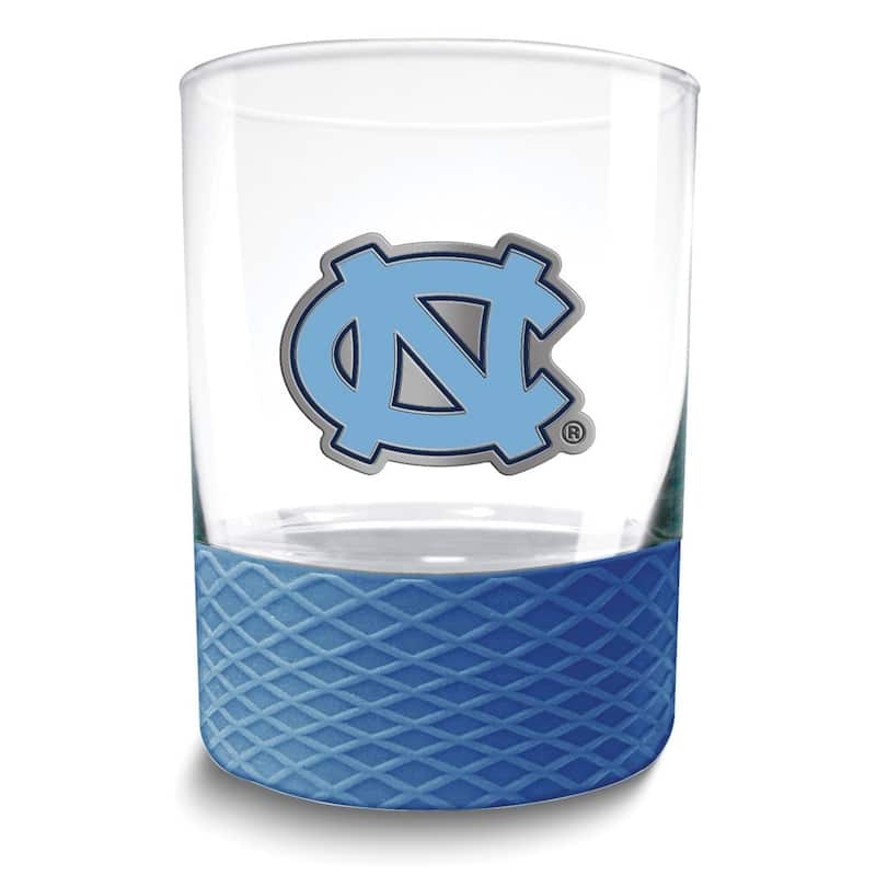 Collegiate University of North Carolina Commissioner 14 Oz. Rocks Glass with Silicone Base