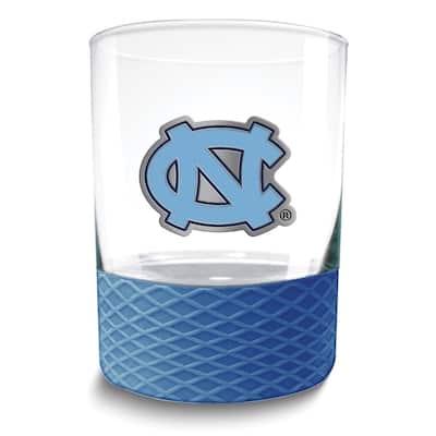 Collegiate University of North Carolina Commissioner 14 Oz. Rocks Glass with Silicone Base