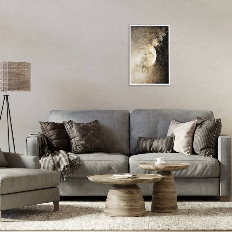 Stupell Starry Nebula Full Moon Framed Giclee Art Design By Gemma Bardot