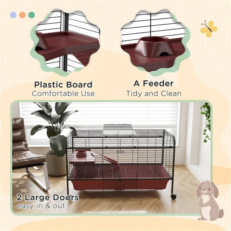 Heavy Duty Pet Cage with Multiple Doors for Easy Access - 48" L x 23.25” W x 28.75" H