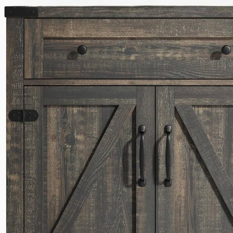 HomeRoots 32" Light Brown Wood Accent Cabinet With Two Doors And One Drawer