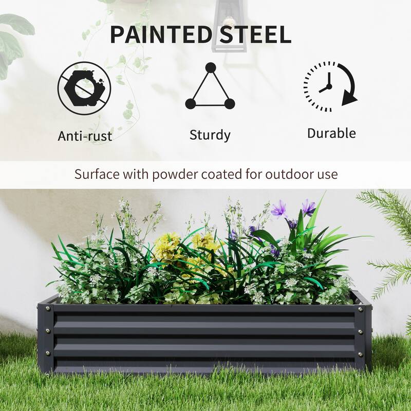 Outsunny Galvanized Raised Garden Bed, 4' x 2' x 1' Metal Planter Box, for Growing Vegetables, Flowers, Herbs, Succulents