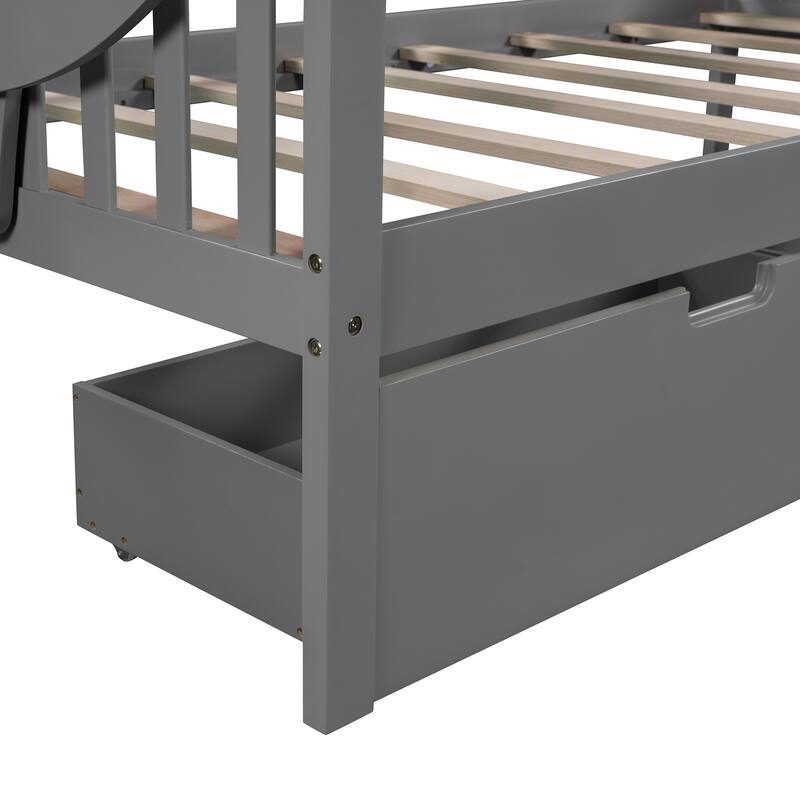 Daybed with 2 Drawers and Wood Slat Support