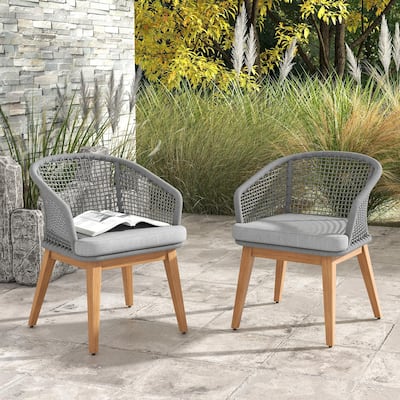2 - Piece Woven Rope Patio Armchair Set with Cushions
