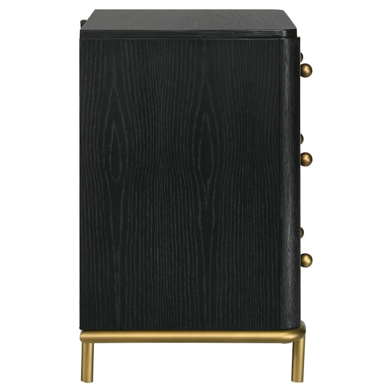 Anser Black 3-Drawer Nightstand