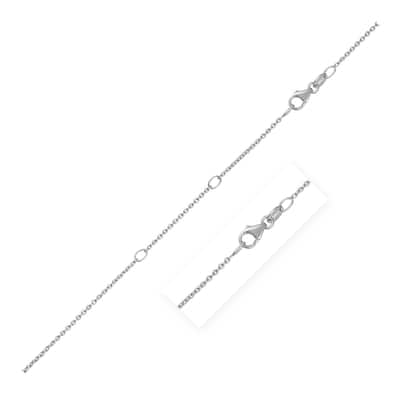 Double Extendable Cable Chain Necklace in 14k White Gold (1.2mm) 18" Inches