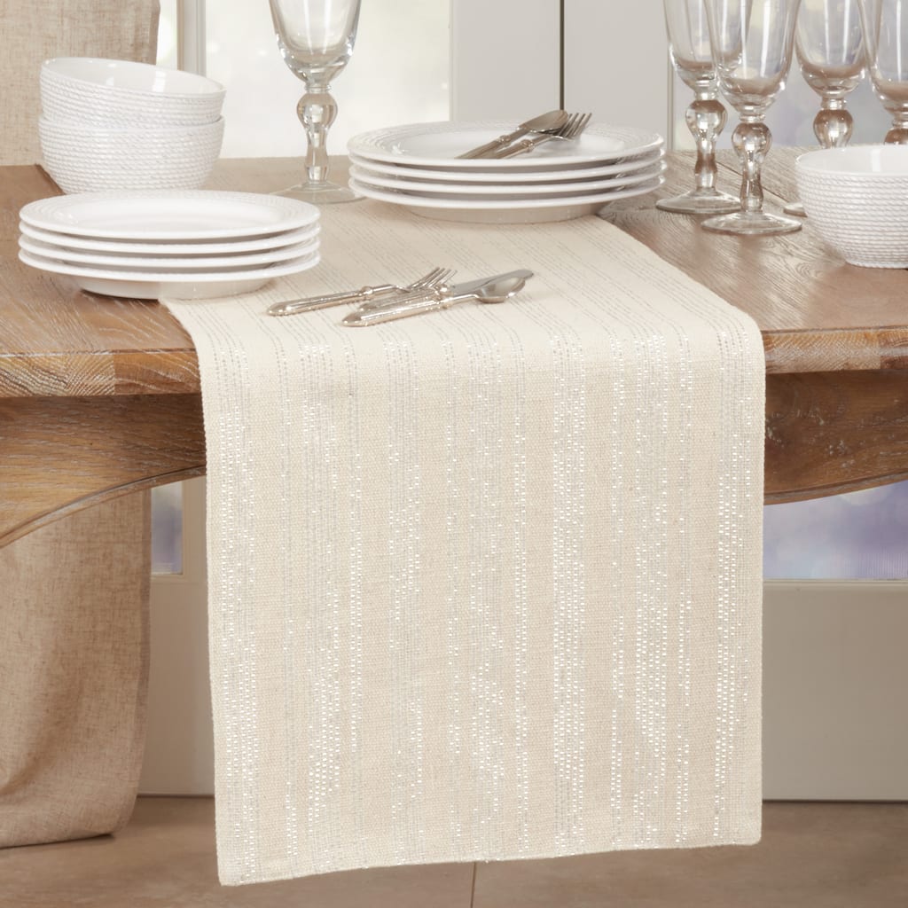Dining Table Runner With Shimmer Line Design
