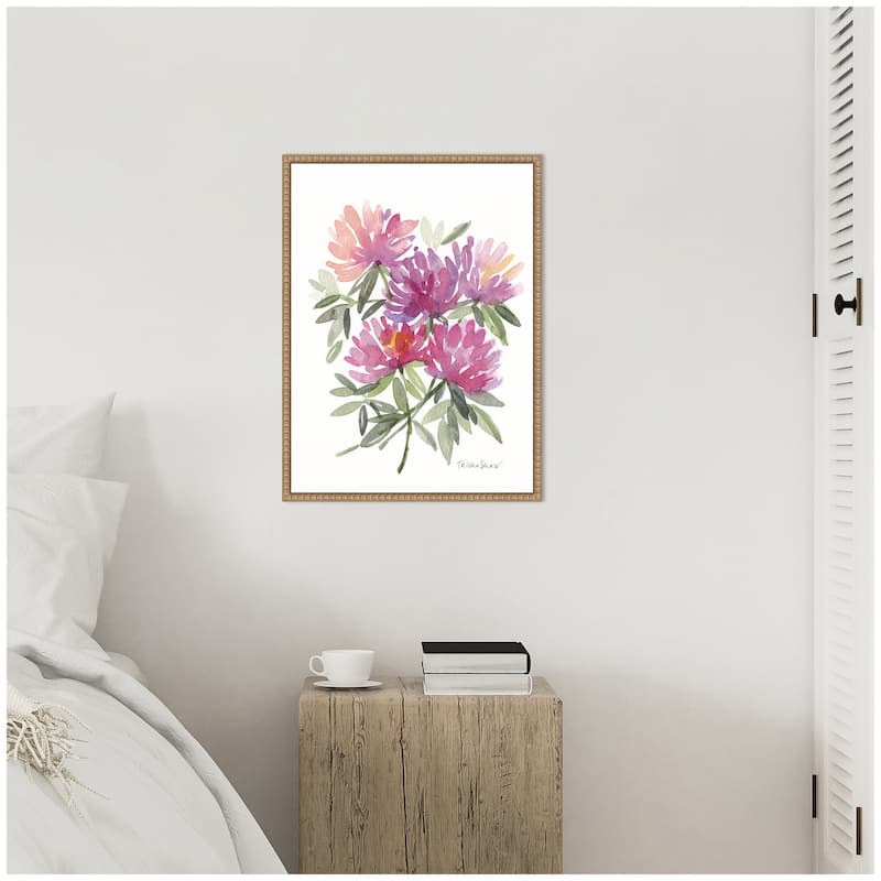 Kate and Laurel Sylvie Abstract Watercolor Pink Floral Framed Canvas by Patricia Shaw