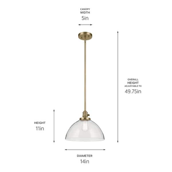 dimension image slide 6 of 16, Kichler Lighting Avery 1-Light Pendant Light with Seeded Glass