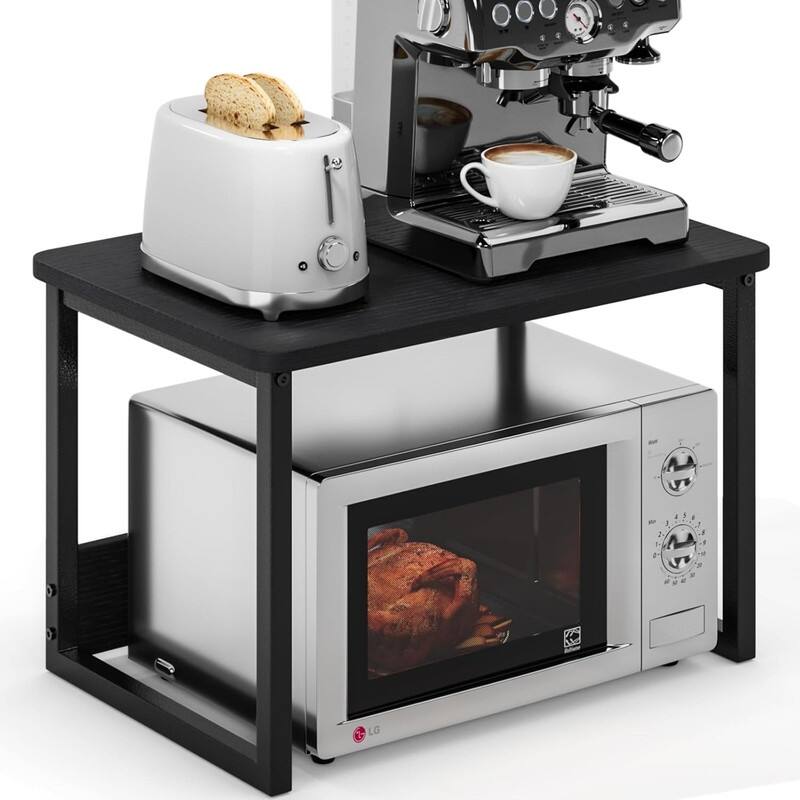 Kitchen Countertop Organizer Cabinet Shelf - 12.4"D x 17"W x 12"H - Black