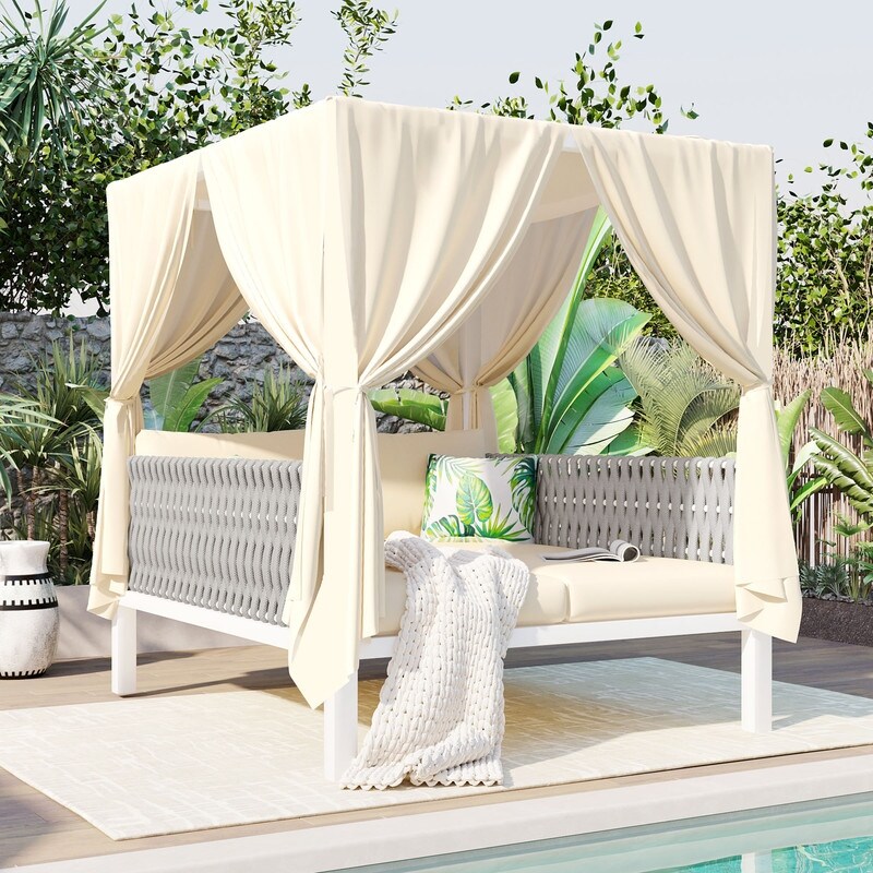 Sun lounger bed with canopy discount