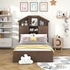 preview thumbnail 3 of 8, Twin Size Platform Bed with 2 Drawers & Storage Headboard, House-Shaped Bedframe for Kids' Bedroom, No Spring Needed Required