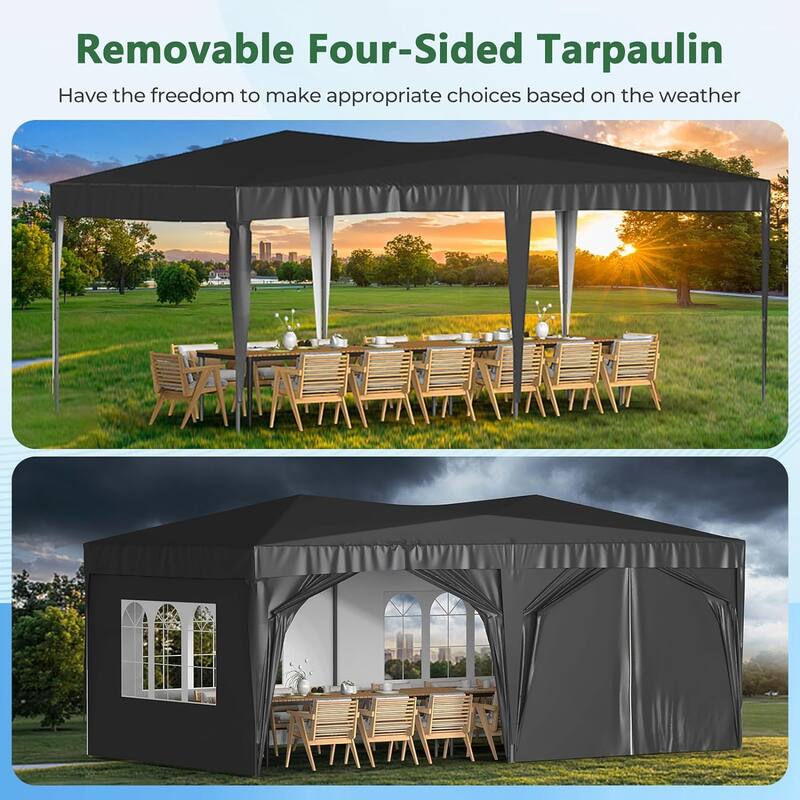 10 x 20 Pop Up Canopy Tent with 6 Sidewalls, Portable Party Canopy with 6 Weight Bag