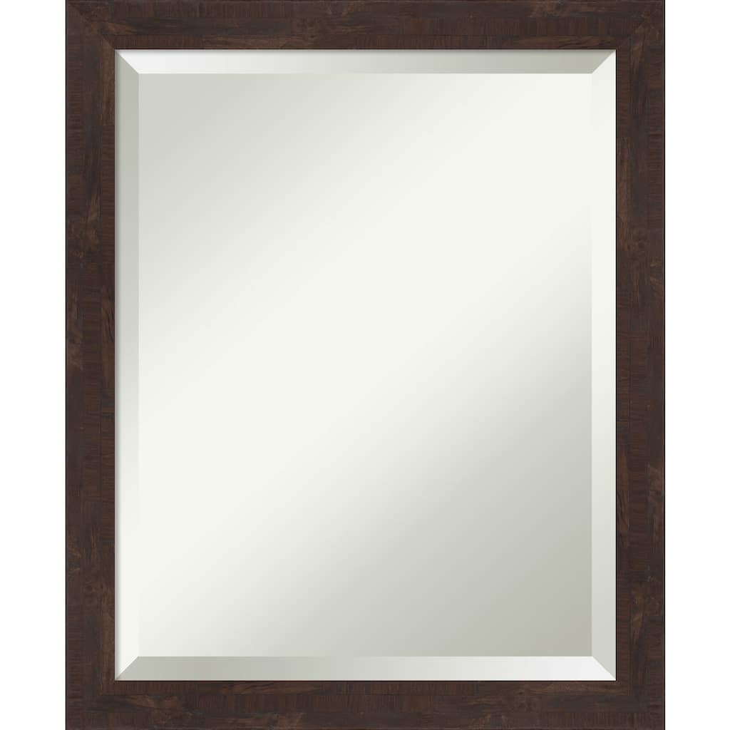 Beveled Wood Bathroom Wall Mirror - Fresco Dark Walnut Frame