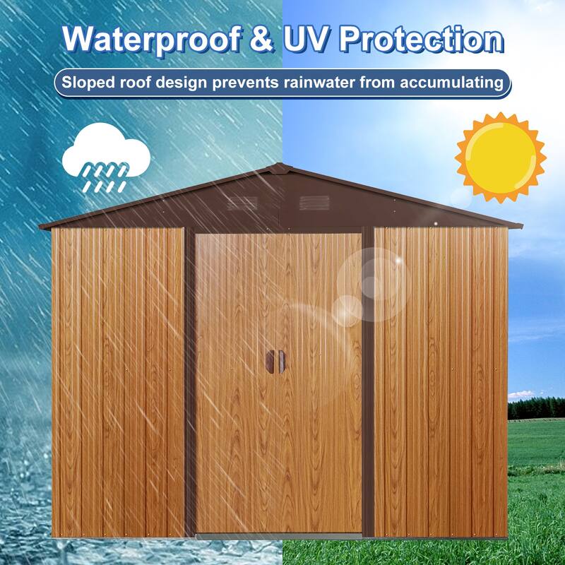 Rust-resistant Metal Storage Shed with Sliding Doors and Padlock, Waterproof Garden Shed Tool Shed Pet Shed