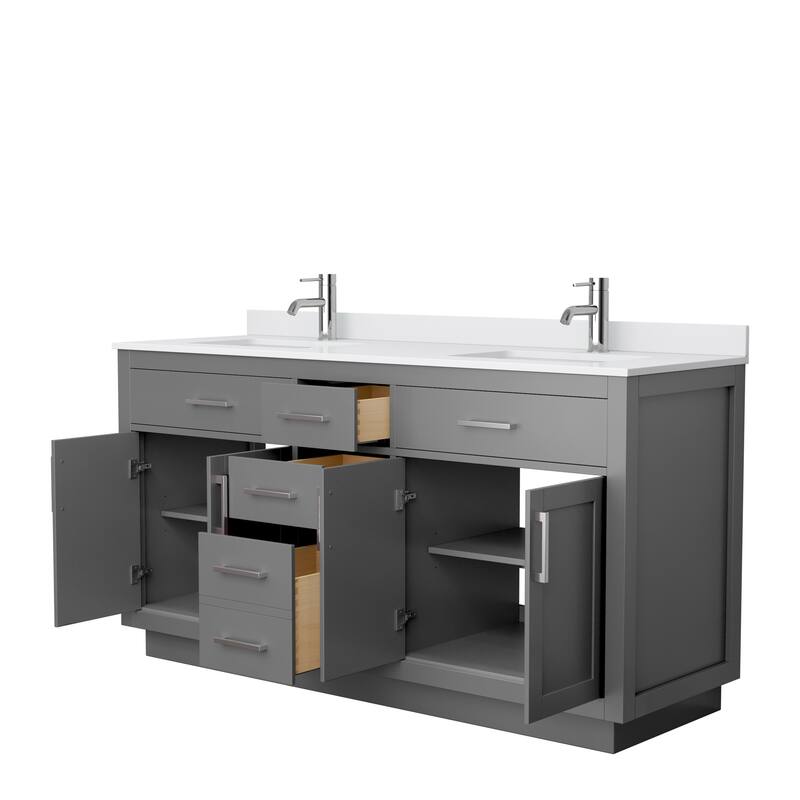 Beckett TK 66-inch Double Vanity, Cultured Marble Top