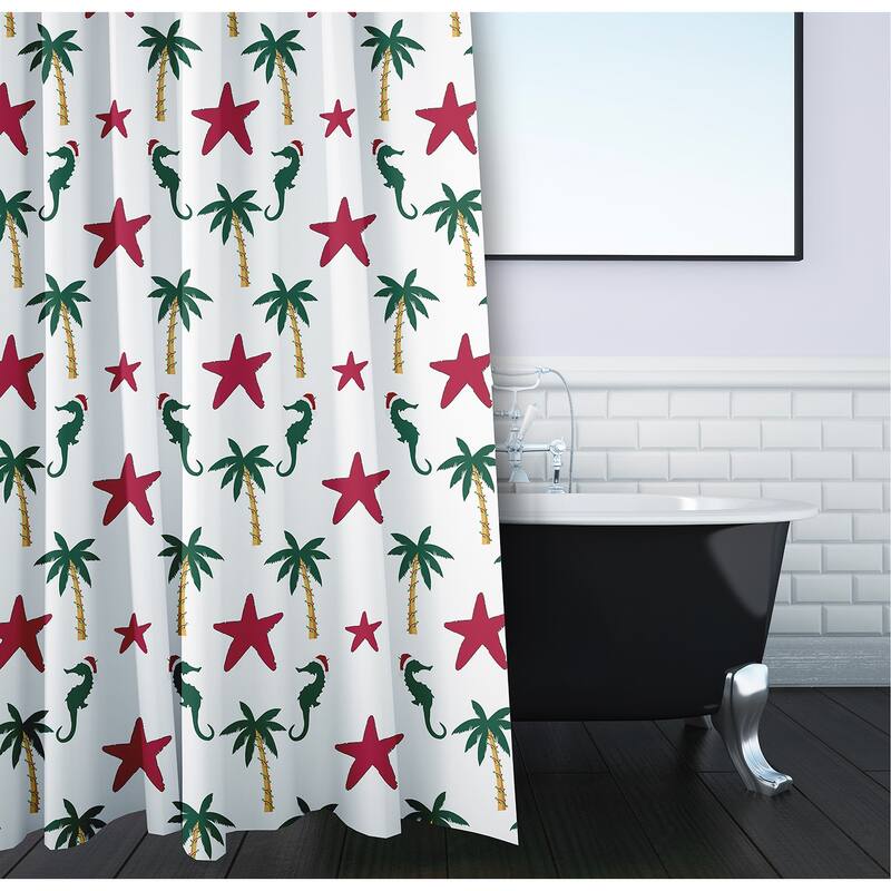 Christmas Beach Pattern Shower Curtain
