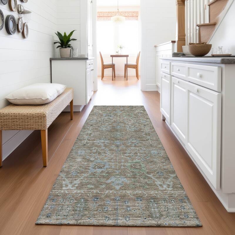 Premium Washable Super Soft Traditional Vintage Mayfield Rug - Brown - 2'3" x 7'6"