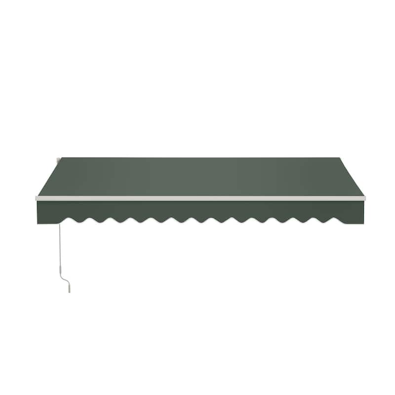 ALEKO Caribbean Manual Retractable Patio Awning - White Frame - Forest Green - 10 x 8 Feet