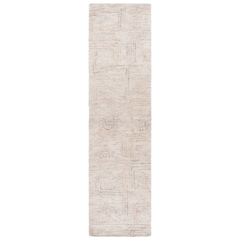 SAFAVIEH Handmade Ebony Waltraut Modern & Contemporary Wool Rug - 2'3" x 9' Runner - Ivory/Beige
