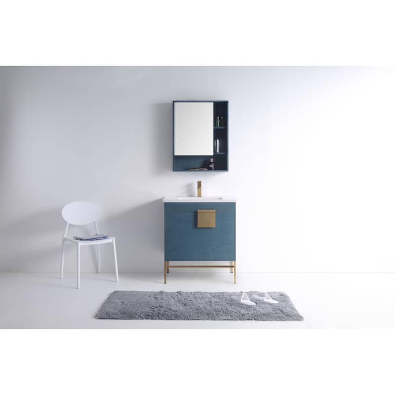 Modern Bathroom Vanity Set, Vireous China Sink Top 30"