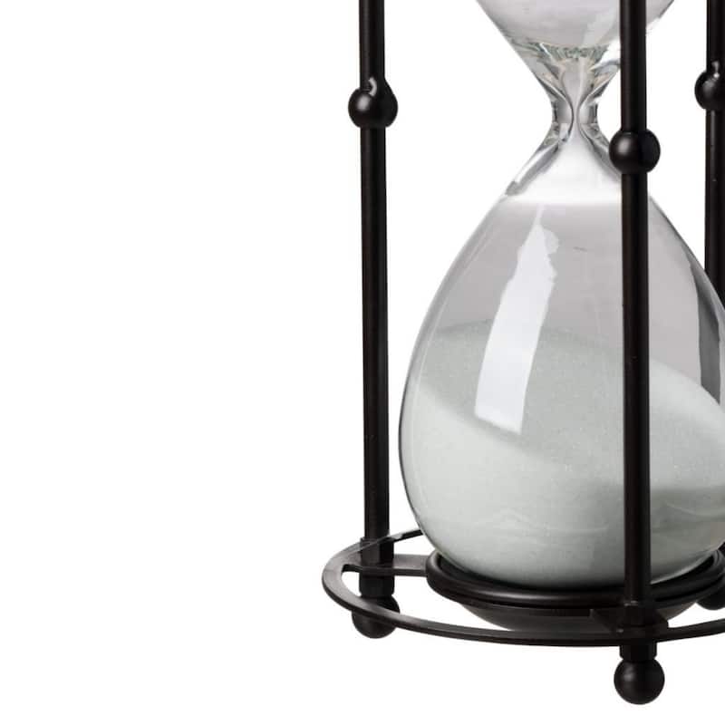13" Black and White Hour Glass In Stand