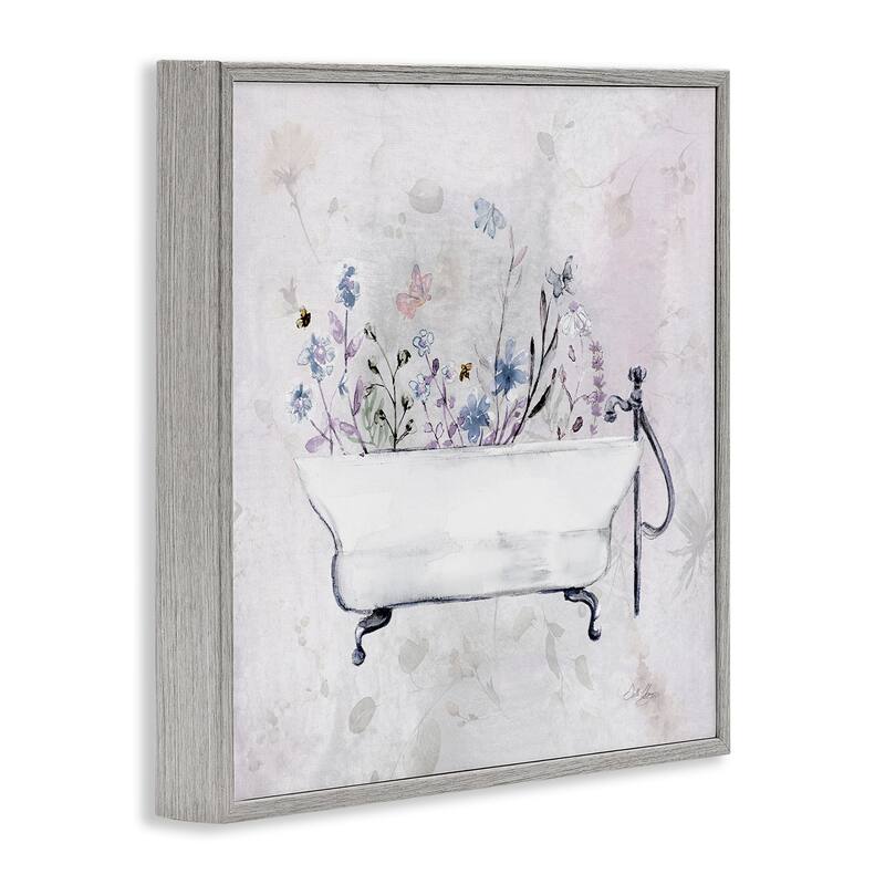 Stupell Antique Bathtub Botanicals Framed Giclee Art Design By Stella Chang