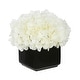 preview thumbnail 25 of 31, Faux Hydrangea in Small Black Cube Ceramic Vase White