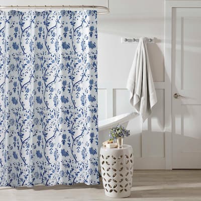 Laura Ashley Charlotte Blue Floral Shower Curtain (72 x 72)