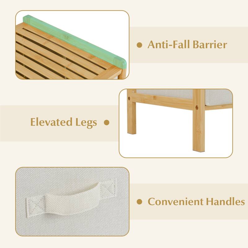 6-Drawer Wicker Dresser with Fabric Drawers Raised Legs Anti-Slip Feet for Home Organization
