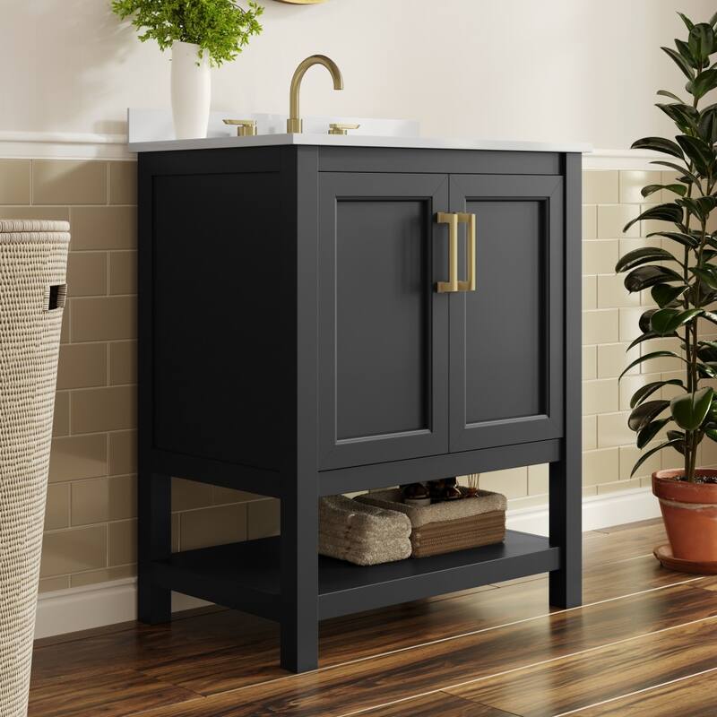 Bathroom Vanity with Undermount Sink and Open Storage Shelf
