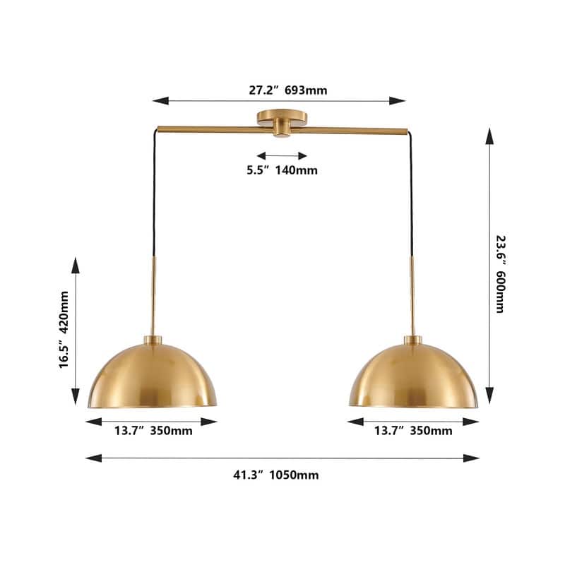 41" Modern Black Double Pendant Light – Adjustable Industrial-Style Hanging Fixture for Dining Rooms, Kitchens(No Bulbs) - 41"