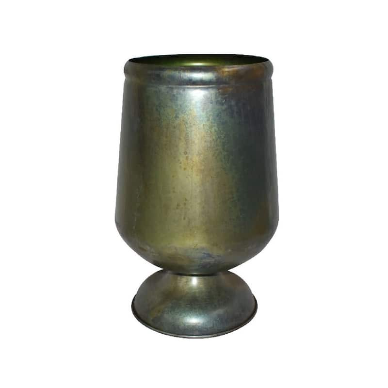 Sm. Iron Urn 15.5"H Brass Patina -ST