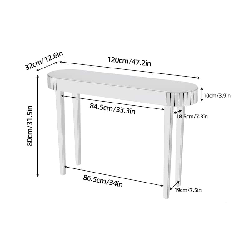 Chic Silver Mirrored Console Table Accent Side Table Furniture