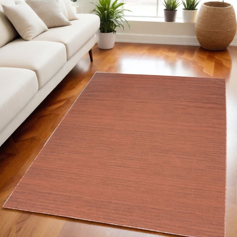 Geyu Power Loomed Abstract Modern Low Pile Area Rug By HomeRoots - 87' X '63' X '0.25 - 87' X '63' X '0.25 - Brick Red - Rectangle