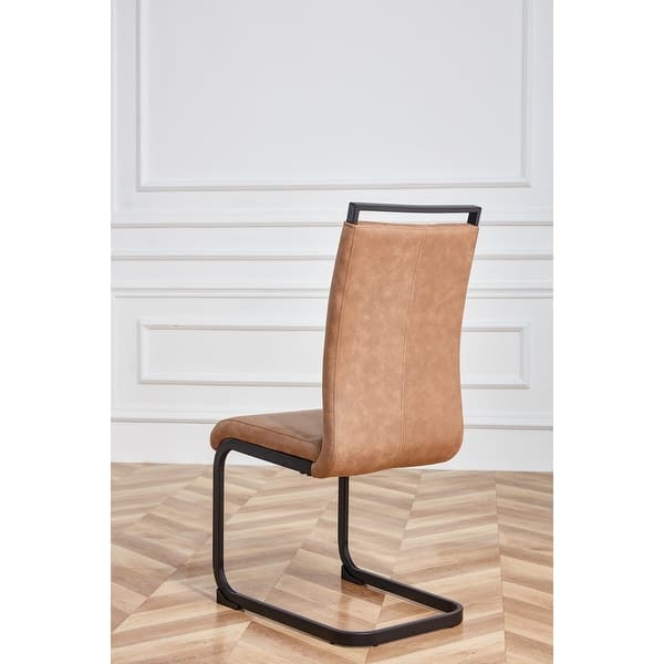 Modern Dining Chairs, Leathaire Fabric High Back Upholstered Side Chair with Metal Legs, Guest