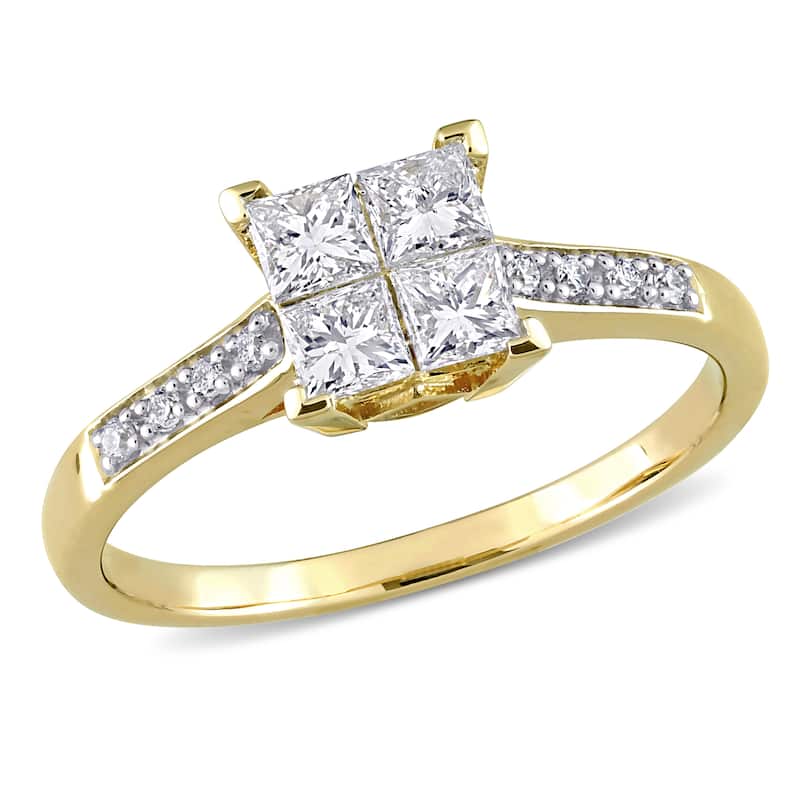 Miadora 5/8ct TDW Diamond Square Ring in 10k Yellow Gold