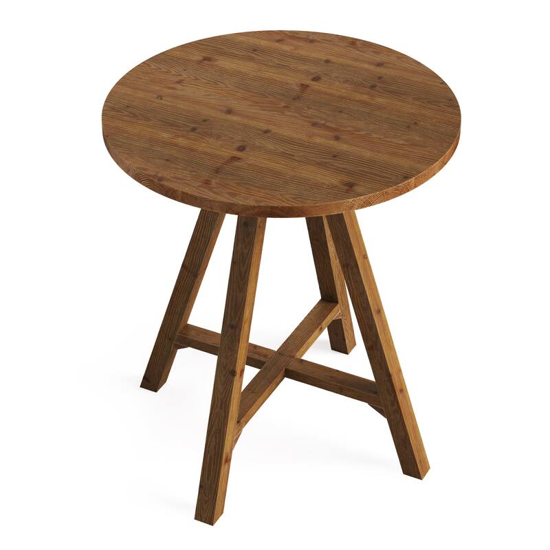 Solid Wood Bar Table, 31.5" Round Pub Bistro Table Small Dining Table