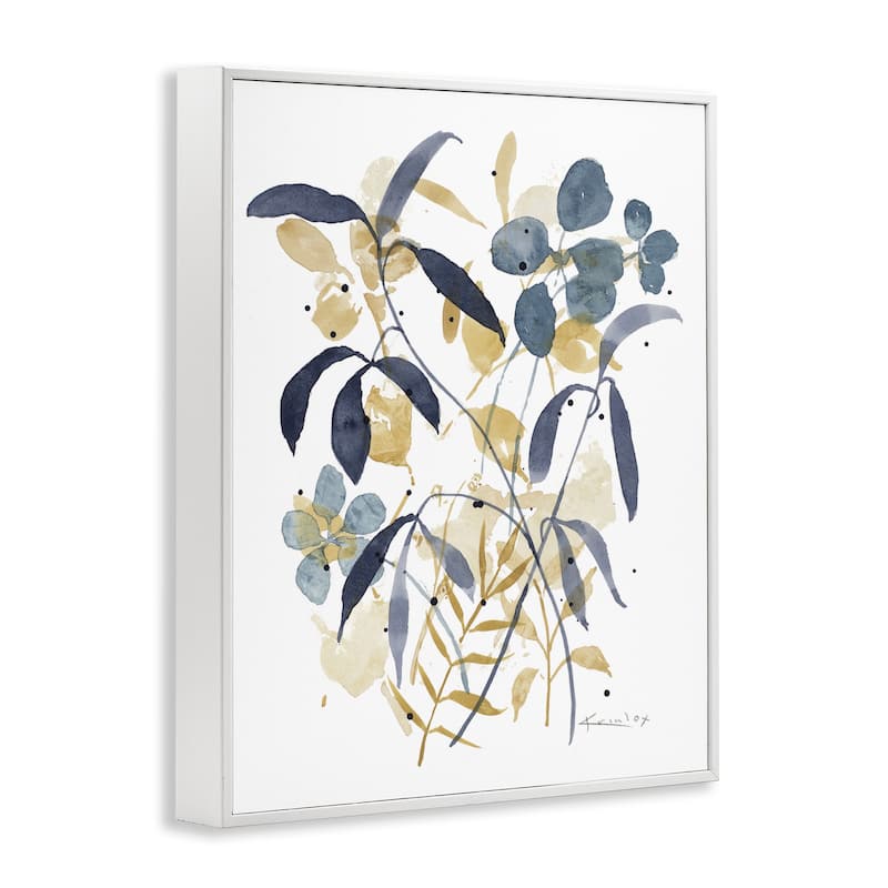 Stupell Blue & Yellow Plant Impressions Framed Giclee Art Design By Krinlox