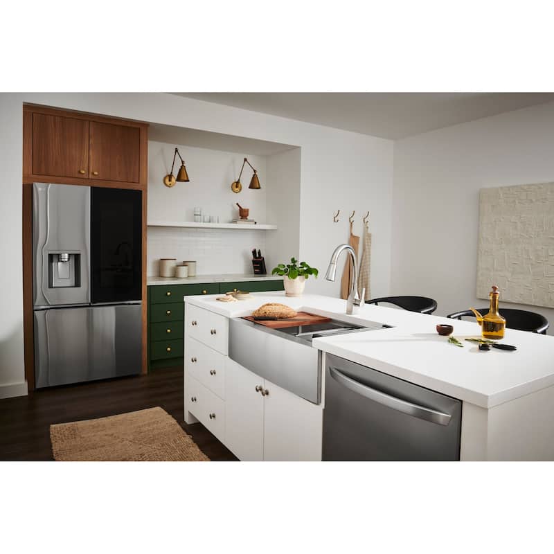Ruvati 27-inch Apron-front Workstation Farmhouse Kitchen Sink 16 Gauge Stainless Steel Single Bowl - RVH9050 - 27" X 22"
