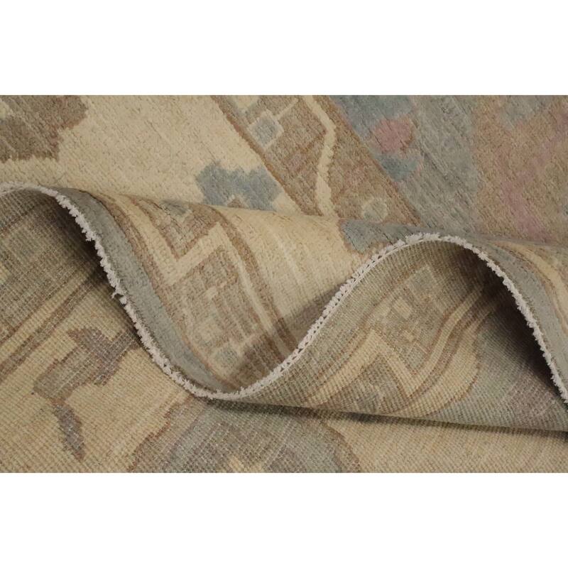 Hand Knotted Oriental 100% Wool Carpet Transitional All-Over Greys & Charcoal Oushak Area Rug - 13' 7'' X 9' 8''