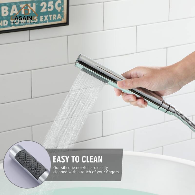 CASAINC Freestanding Single-Handle Bathtub Faucet with Hand Shower