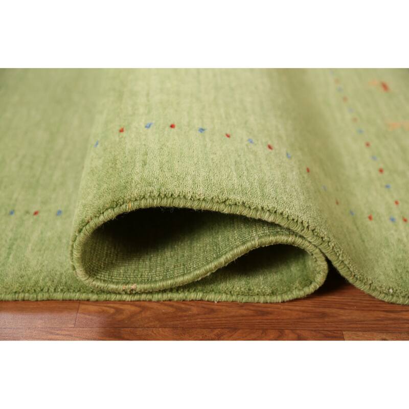 Hand Knotted Oriental 100% Wool Carpet Tribal Animal Pictorial Green Gabbeh Area Rug - 7' 6'' X 5' 3''