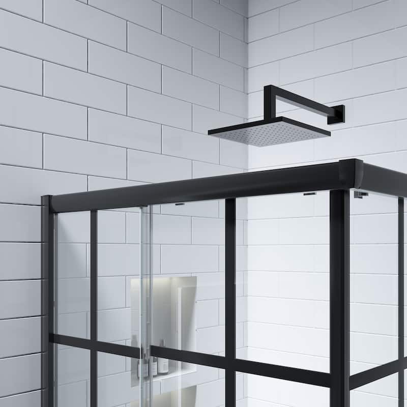 FELYL 36''W x 36''L x 72''H Aluminum Framed Double Sliding Corner Shower Enclosure Door