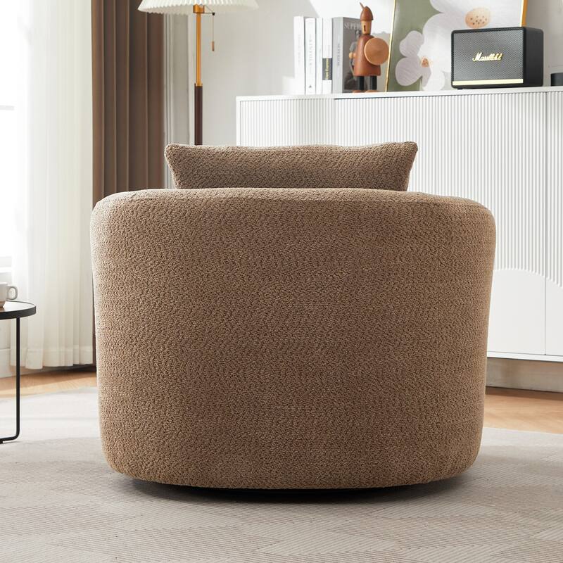 Swivel Chair with Throw Pillow & Spring Seat