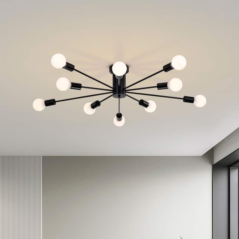 Pimlin 10-Light Baton Style Semi-Flush Mount Ceiling Lamp
